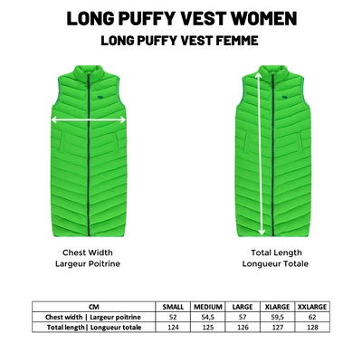 Long Puffy Vest |Neon Green| Women