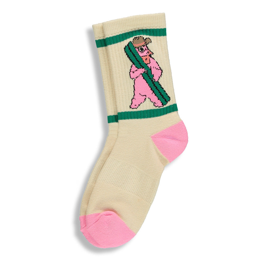 Pink Bear Crew Socks |Ivory| Kidz