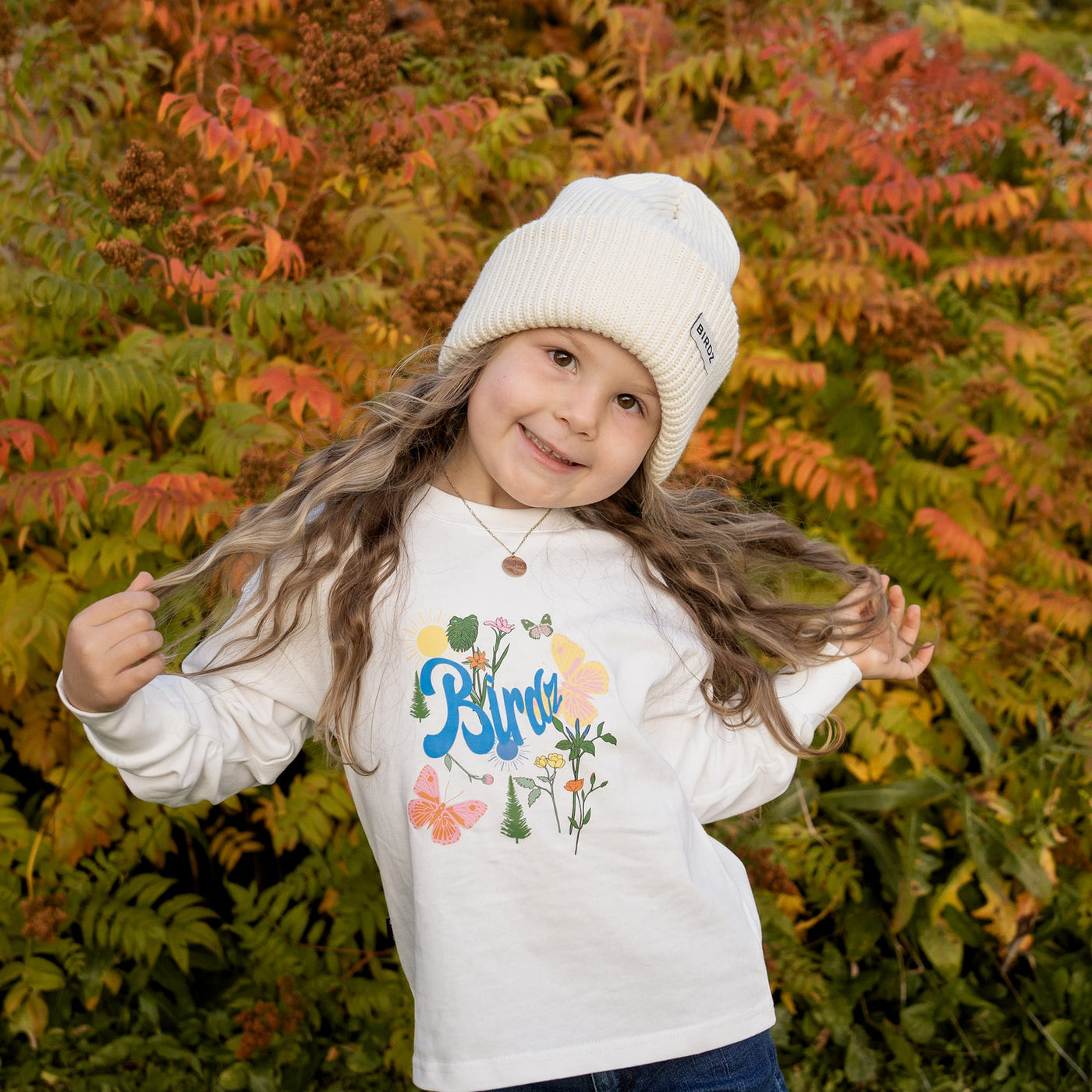 Birdz Fall Flowers Longsleeve Tee |Ivory| Kidz