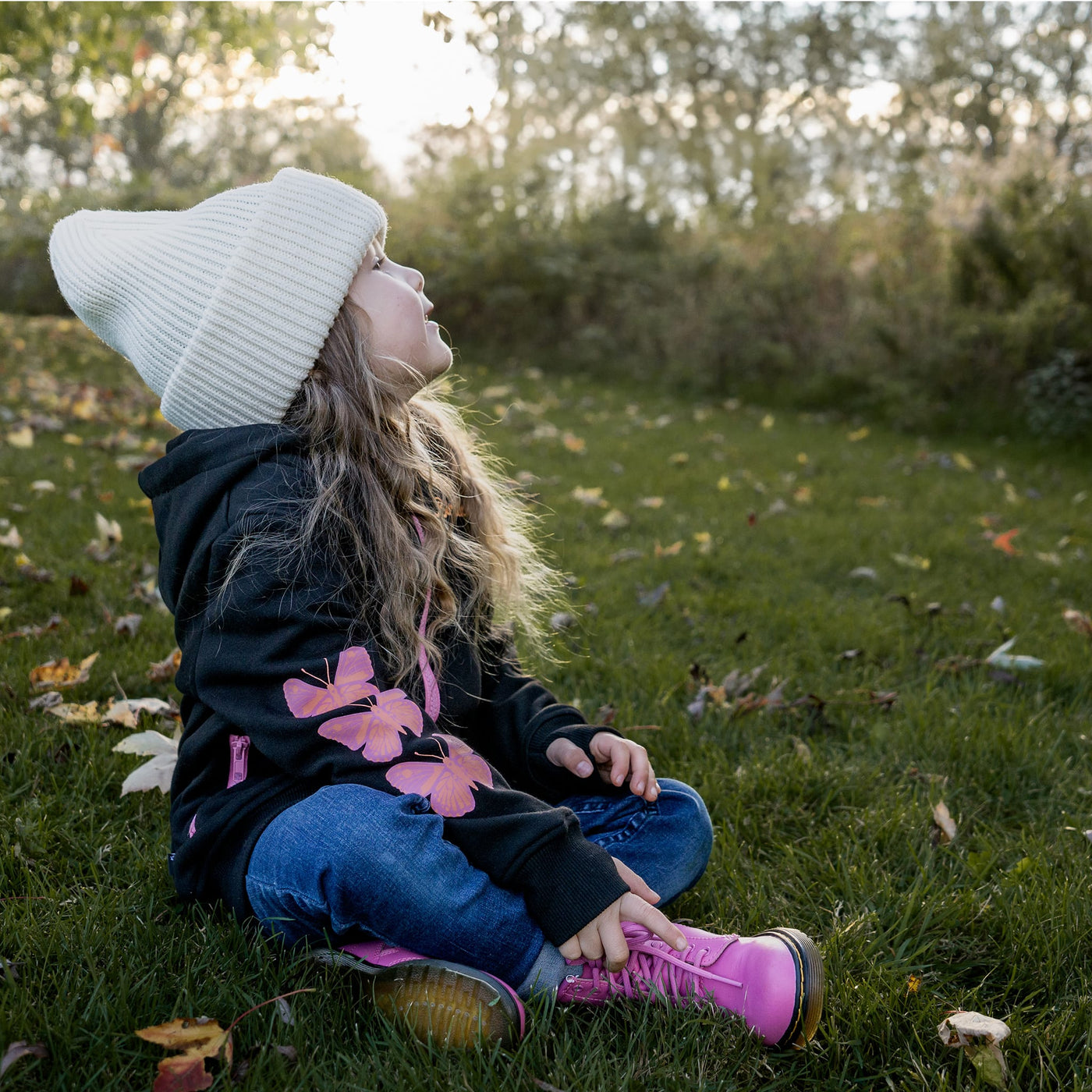 Butterflies Hoodie Vest |Black| Kidz