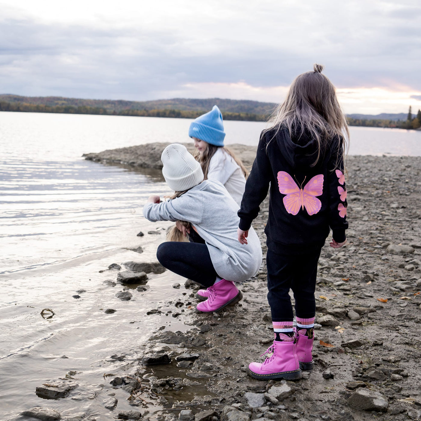 Butterflies Hoodie Vest |Black| Kidz