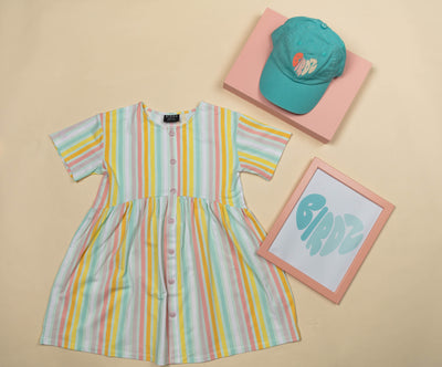Summer Camp Dress |Pink Stripes| Kidz