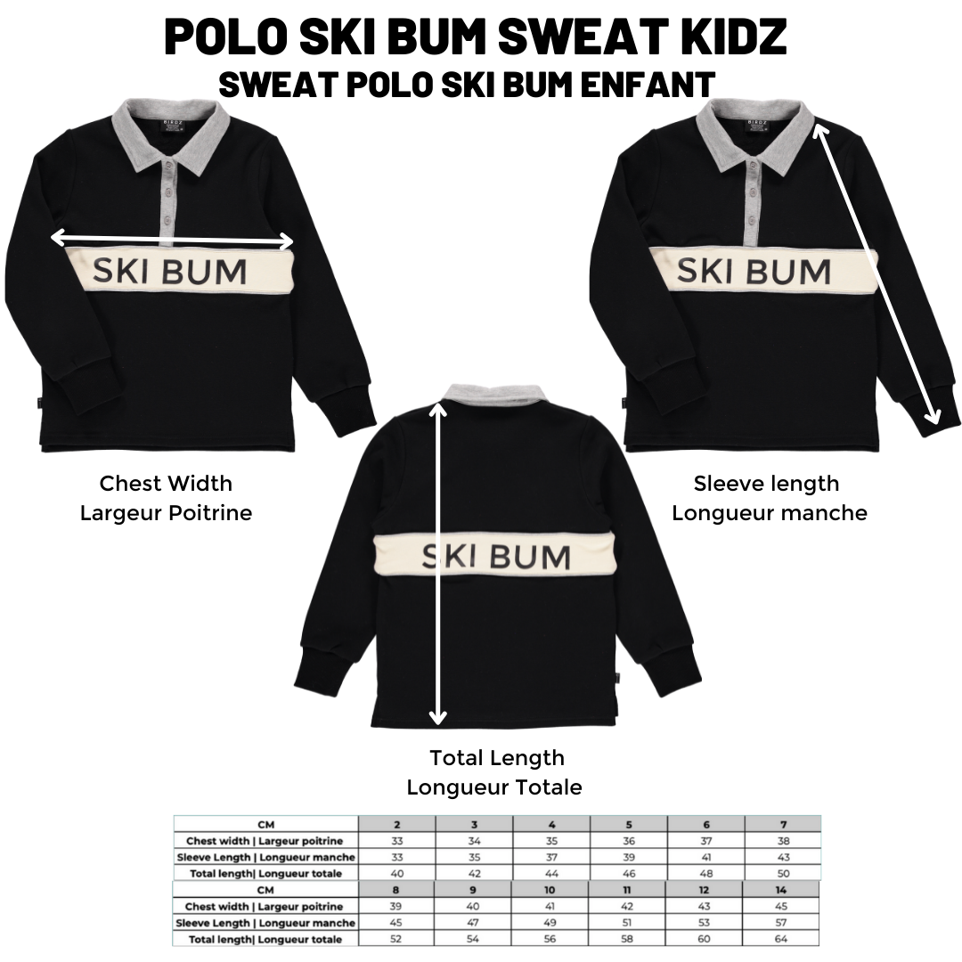 Chandail Polo Ski Bum |Gris & Noir| Enfants