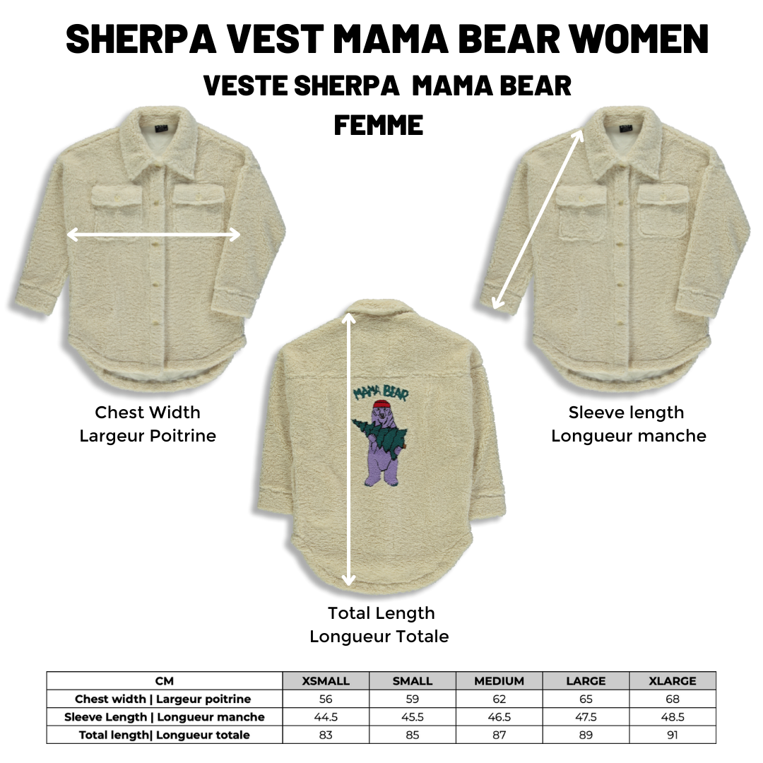 BIRDZ Sherpa Vest Mama Bear |Ivory| Women