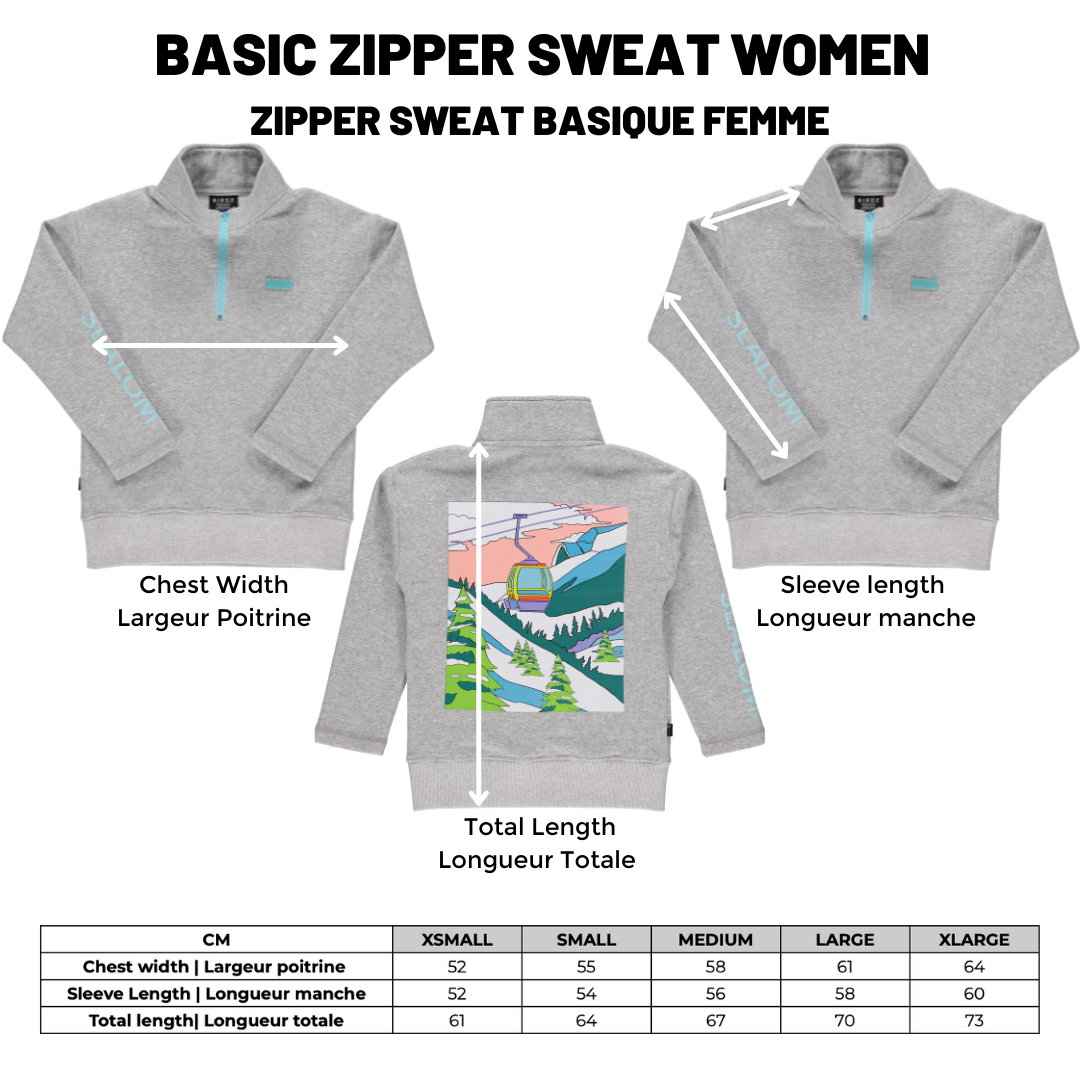 Slalom Zipper Sweat |Gray| WOMEN AND MEN