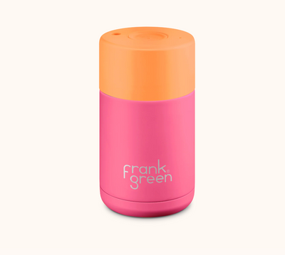 Stainless Steel Ceramic Reusable Cup |NEON PINK|- 10 oz