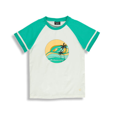 Shop online for this beautiful Mint Sunset Retro Tee,  a top for women, made by BIRDZ. Free shipping on orders over 75$ CA & over $100 US. Get 10% off your first order. Order online !