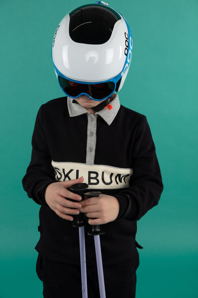 Chandail Polo Ski Bum |Gris & Noir| Enfants