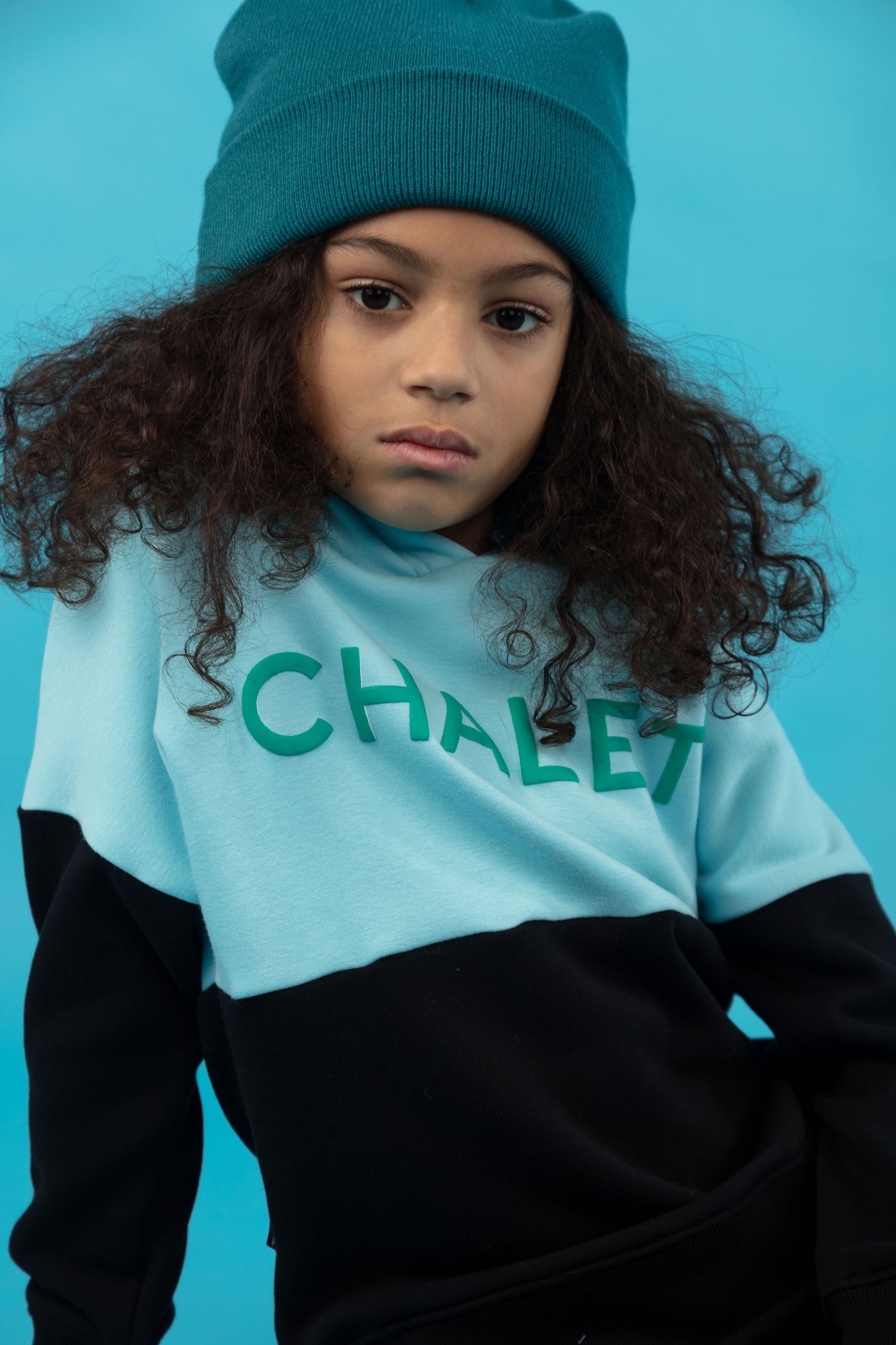 Hoodie Chalet Color-Block |Bleu Pâle| Enfant